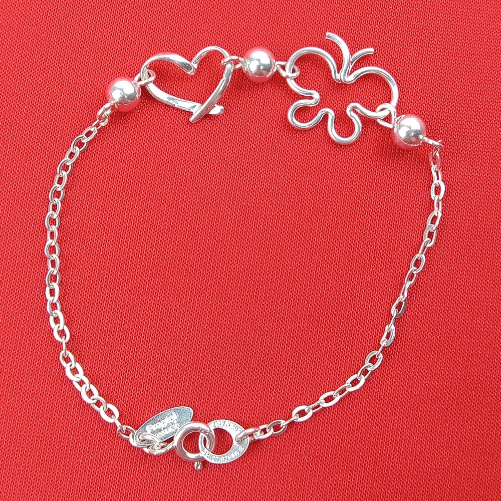 Sterling Silver Butterfly Charm 925 Link Ladys Bracelet Women Fancy Elegant Gift
